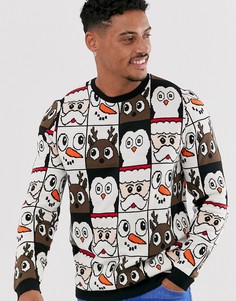 Новогодний джемпер со сплошным узором ASOS DESIGN - Черный