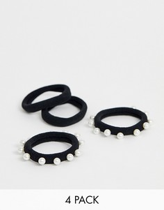 Набор из 4 резинок для волос с искусственным жемчугом ASOS DESIGN - Мульти