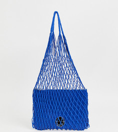 Синяя сетчатая сумка с кожаным клатчем Hill and Friends - Happy - Синий
