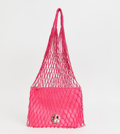 Розовая сетчатая сумка с кожаным клатчем Hill and Friends - Happy - Розовый