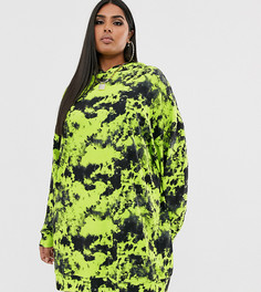 Трикотажное платье-худи с принтом тай-дай ASOS DESIGN Curve - Мульти