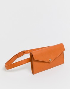 Оранжевая кожаная сумка-конверт с ремнем & Other Stories - Оранжевый