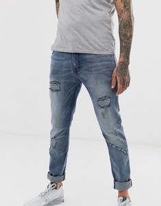 Супероблегающие джинсы с рваной отделкой Ringspun - Синий