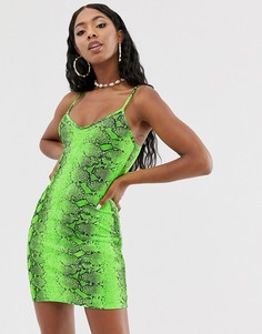 Платье мини на бретельках со змеиным принтом Public Desire - Зеленый