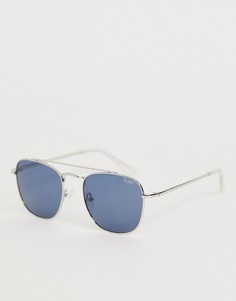 Круглые солнцезащитные очки в серебристой оправе Quay Australia helios - Серебряный