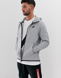 Серый флисовый худи на молнии Nike Tech - Серый