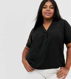 Черная рубашка с короткими рукавами New Look Curve - Черный