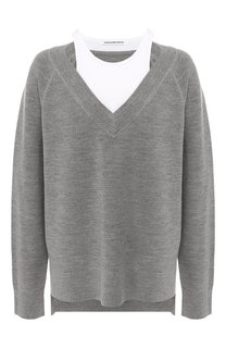 Шерстяной пуловер с контрастным воротником T by Alexander Wang