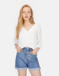 Блуза с рукавами 3/4 и V-образным вырезом Stradivarius