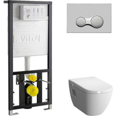 Комплект Vitra D-Light Rimless с инсталляцией, безободковый, с микролифтом (5911B003-1086, 700-1873, 104-003-009)