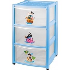 Комод Детский Бытпласт Пластишка На Колесах 3 Ящика (Голубой)