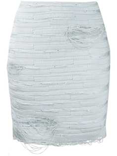 Balmain трикотажная юбка с эффектом потертости