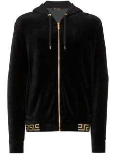 Versace бархатное худи с узором Greek Key