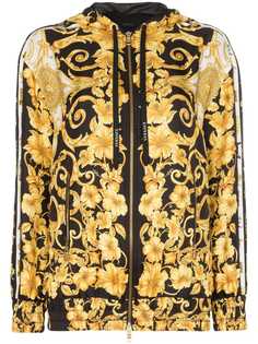 Versace куртка на молнии с капюшоном и принтом барокко