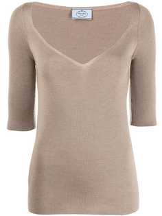 Prada трикотажный топ с V-образным вырезом