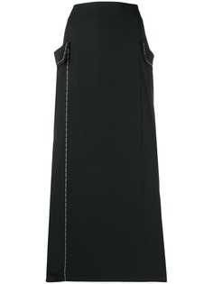 YOHJI YAMAMOTO PRE-OWNED юбка макси 2000-х годов с контрастной строчкой