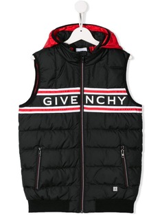Givenchy Kids жилет с капюшоном и логотипом