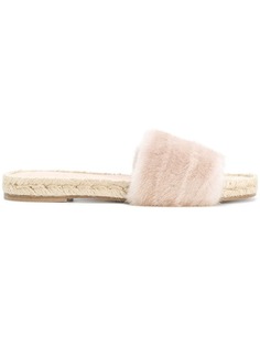 Solange Sandals шлепанцы Vison с отделкой мехом