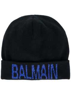 Balmain glitter logo beanie