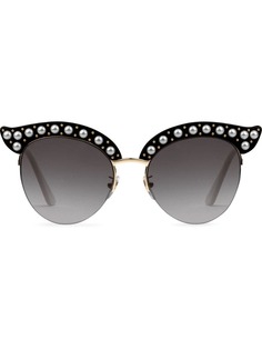 Gucci Eyewear солнцезащитные очки в оправе "кошачий глаз" с жемчугом