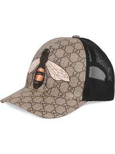 Gucci бейсбольная кепка GG Supreme с принтом пчелы