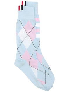 Thom Browne удлиненные носки в ромбы с фирменными полосками