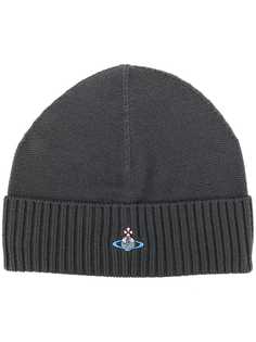 Vivienne Westwood logo embroidered ribbed beanie