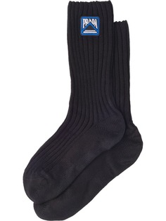 Prada носки с нашивкой-логотипом