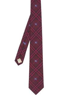 Burberry узкий клетчатый галстук с эмблемой рыцаря