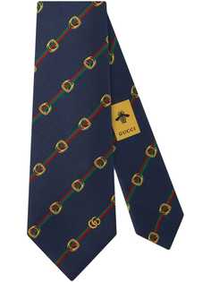 Gucci галстук с принтом Stirrups в полоску Web