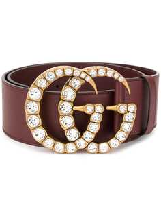 Gucci ремень с кристаллами и логотипом GG
