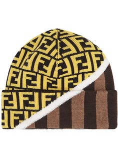 Fendi шапка бини с узором и логотипом FF