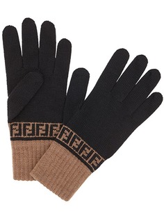 Fendi трикотажные перчатки с узором FF