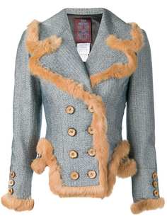 JOHN GALLIANO PRE-OWNED двубортный пиджак с меховой отделкой