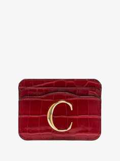 Chloé картхолдер с тиснением под кожу крокодила и металлическим логотипом