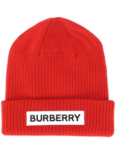 Burberry шапка бини в рубчик с логотипом