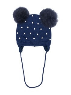 Monnalisa трикотажная шапка-бини с украшением из искусственного жемчуга