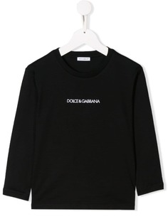 Dolce & Gabbana Kids футболка с длинными рукавами и вышитым логотипом