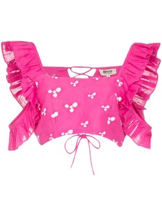 All Things Mochi Coney printed ruffle crop top