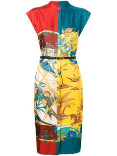 Salvatore Ferragamo платье миди со вставками и принтом