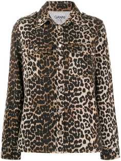 Ganni куртка-рубашка с леопардовым принтом