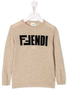 Fendi Kids logo print jumper