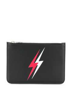 Neil Barrett leather-look lightning clutch
