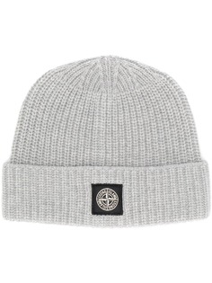 Stone Island beanie with logo patch