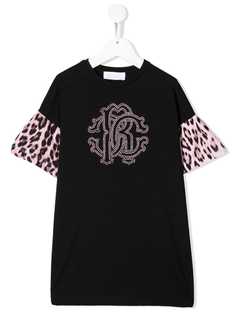 Roberto Cavalli Junior платье с декорированным логотипом