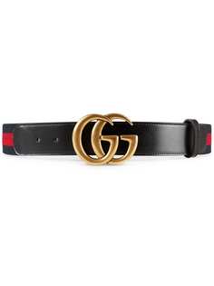 Gucci ремень в полоску с пряжкой GG