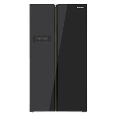 Холодильник SHIVAKI SBS-572DNFGBL, двухкамерный, черное стекло