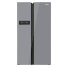 Холодильник SHIVAKI SBS-572DNFGS, двухкамерный, серебристое стекло