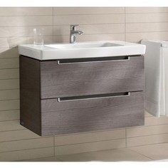 Тумба с раковиной Villeroy Boch Subway 2.0 80 с 2 ящиками, ручки серебро матовое Oak Graphite (A69600FQ, 71758001)
