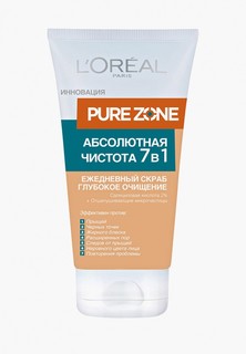 Скраб для лица LOreal Paris LOreal Pure Zone, Глубокое очищение 7 в 1, против прыщей и черных точек, 150 мл